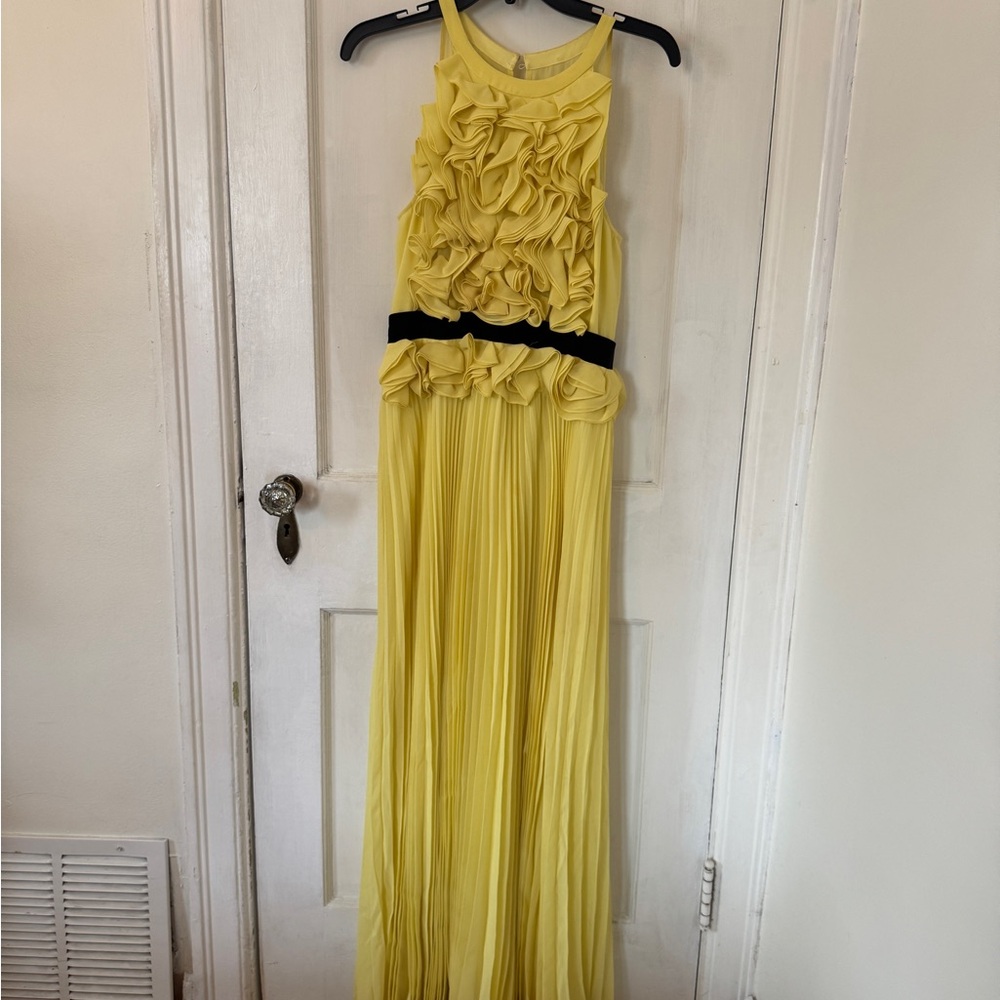BCBG Yellow Ruffled Maxi Dress